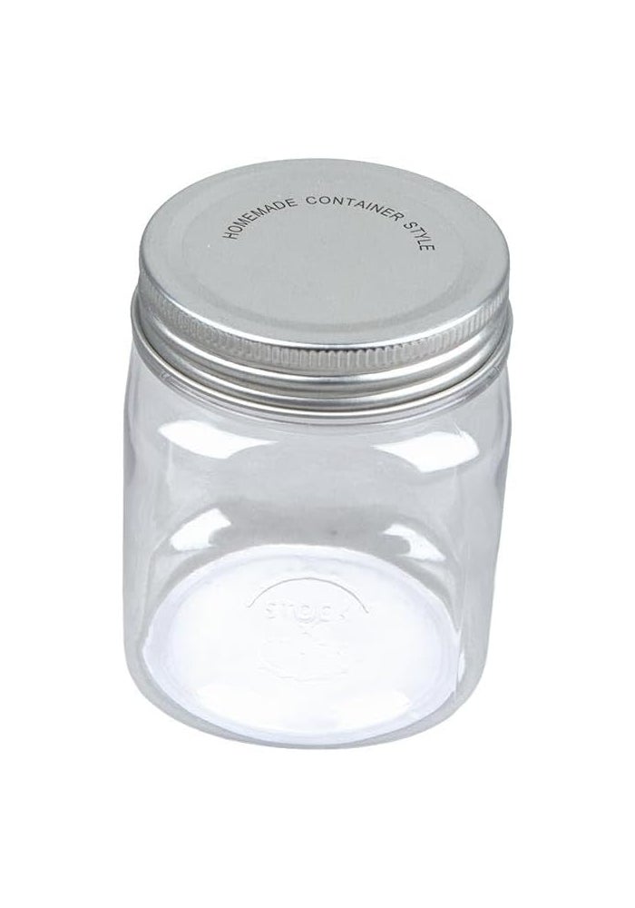 Embossed Storage Container | 200ml | Clear Plastic with Silver Steel Lid | Airtight Kitchen Storage Jar - Image 2